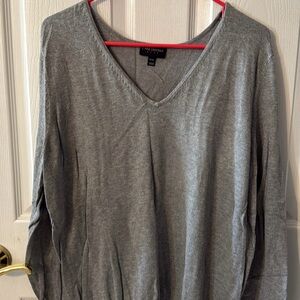Lane Bryant Heather Gray V-Neck Top